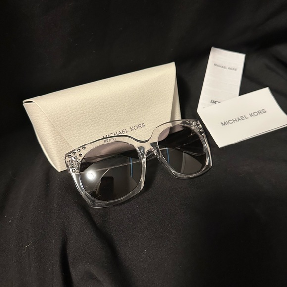 Michael Kors Women's Sunglasses with Crystal Accents - Clear and Silver - Picture 2 of 11
